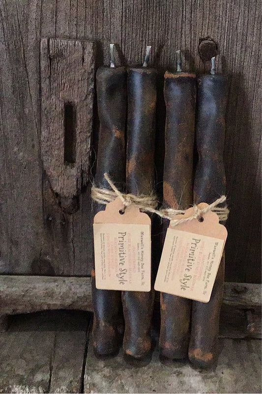 Primitive Blackened Beeswax Candle Pair